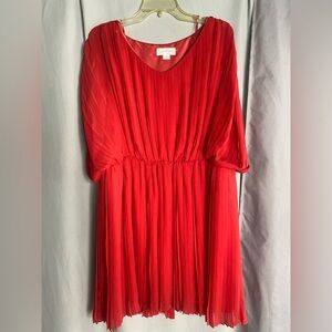 Flirty Festive Red Pleated Dress